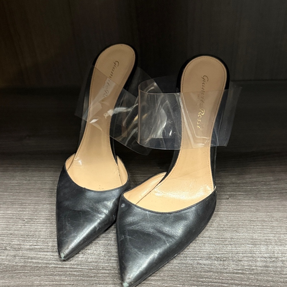 Gianvito Rossi Black and Clear Heels